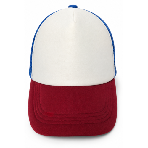 White Red and Blue Mesh Trucker Cap