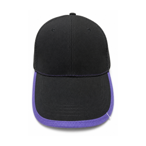 43c23d5c6174d5efe9df0f1ba906b901-square Black Mesh Cap with Purple Trim