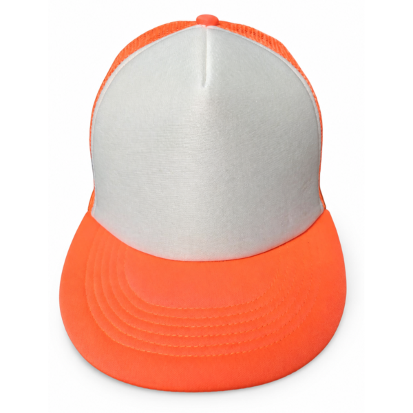 Orange and White Mesh Trucker Cap