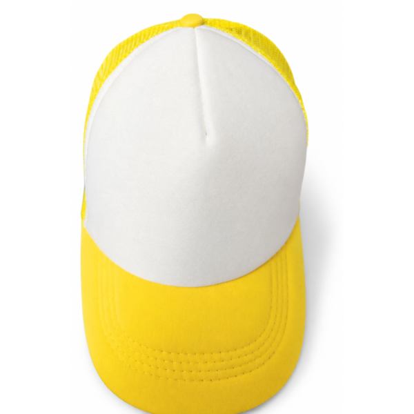 White and Yellow Mesh Trucker Cap