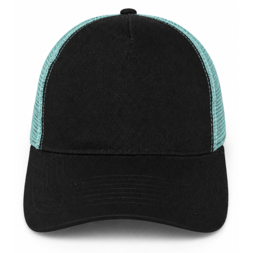 Black and Cyan Mesh Trucker Cap