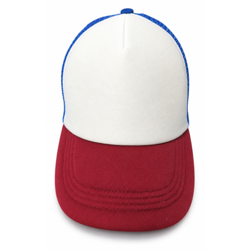 White and Red and Blue Mesh Trucker Cap